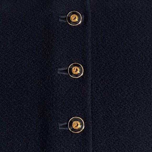 St. John Black Mid Length Boucle Knit Coat Size Small - Picture 6 of 9